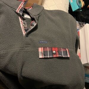 Southern Proper Dark Green Fleece with Plaid Accent